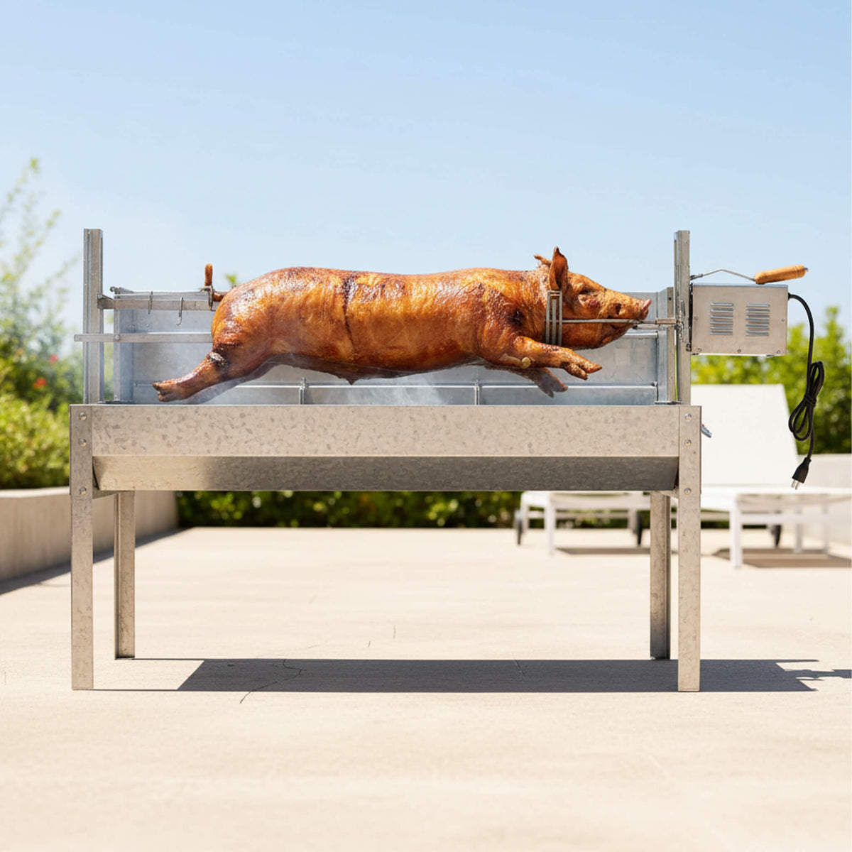 52-Inch Stainless Steel Charcoal Rotisserie Spit Roaster With Wind Shield