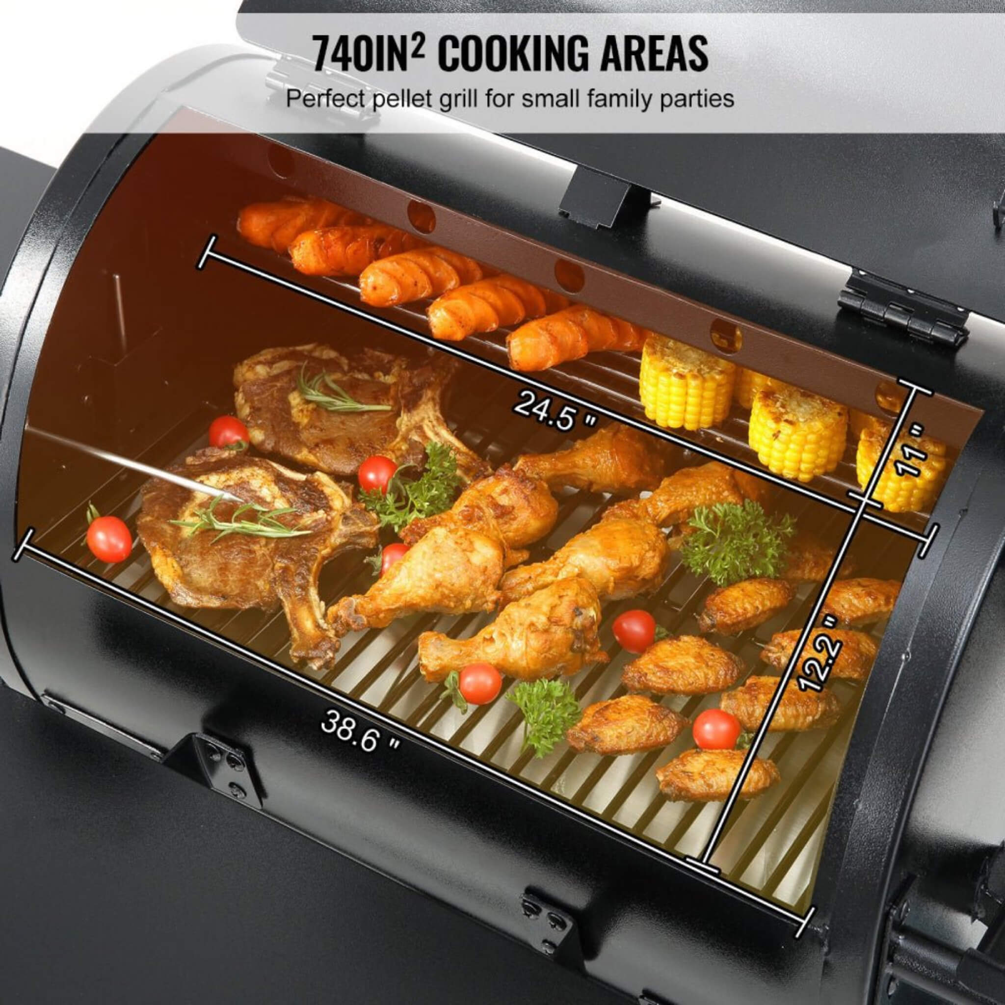 53" Heavy-Duty Portable Wood Pellet BBQ Grill With Cart (SAK93641)