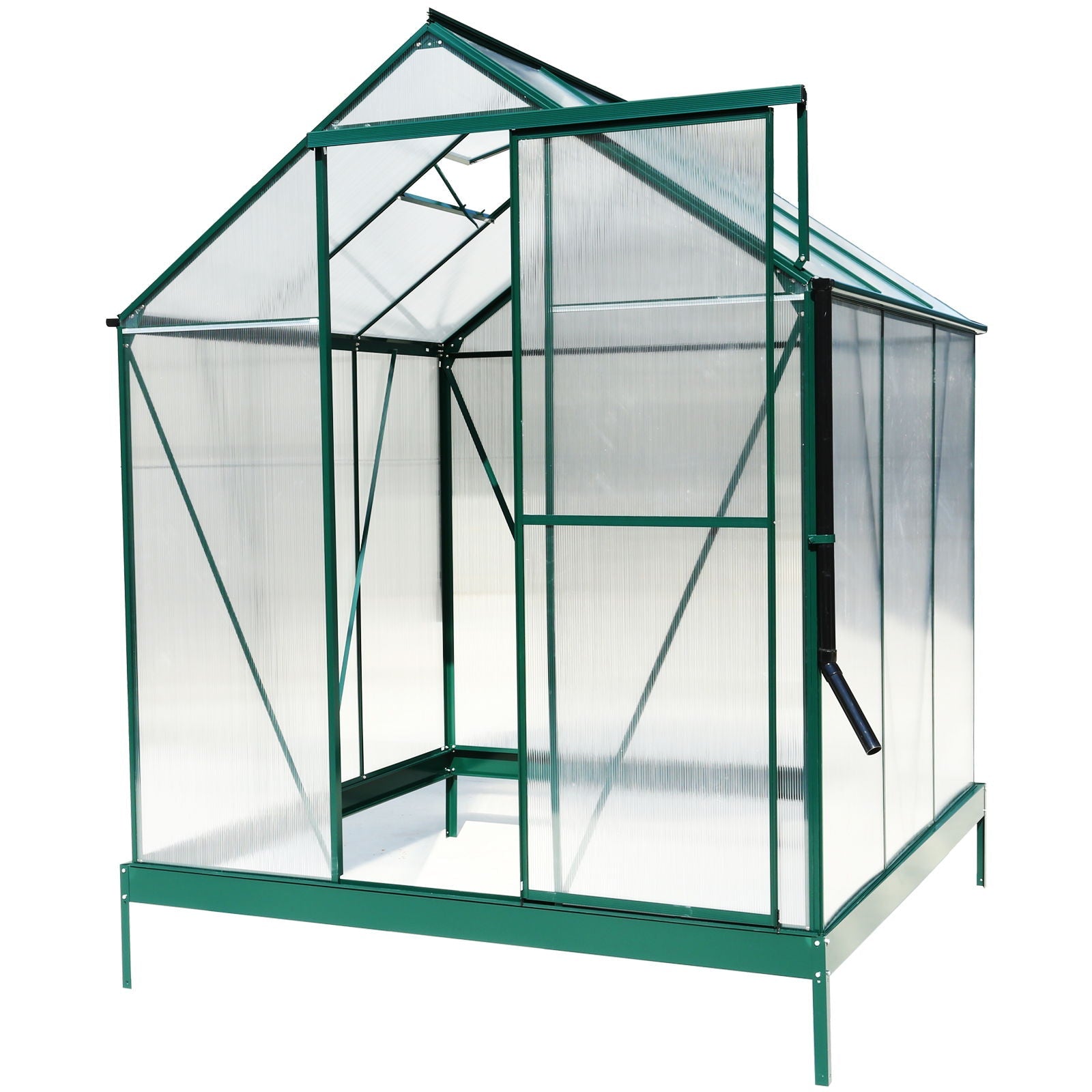 Polycarbonate house, Heavy Duty Outdoor Aluminum Walk-In House Kit With Rain Gutter, Vent And Door For Backyard Garden