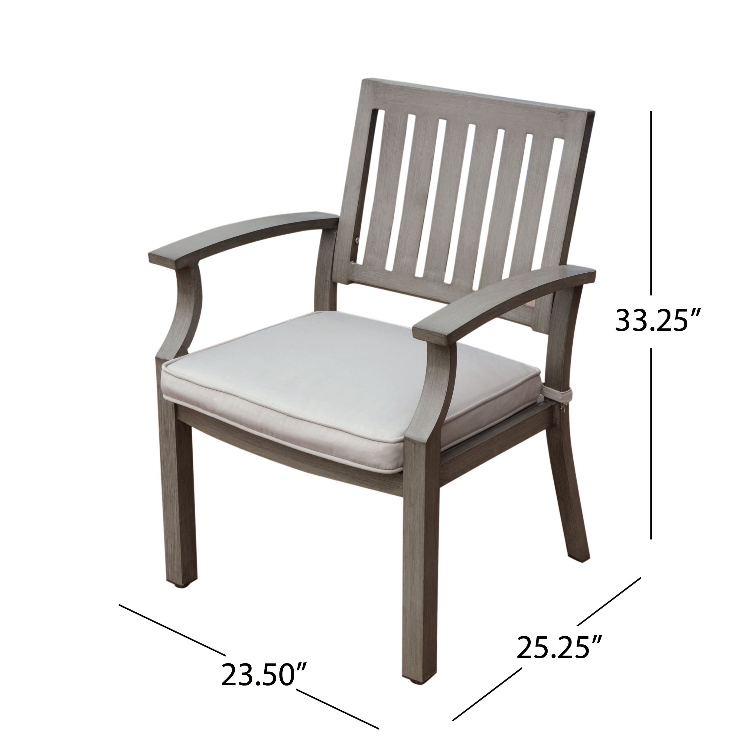 Outdoor Modern Aluminum Dining Chair with Cushion (Set of 2)