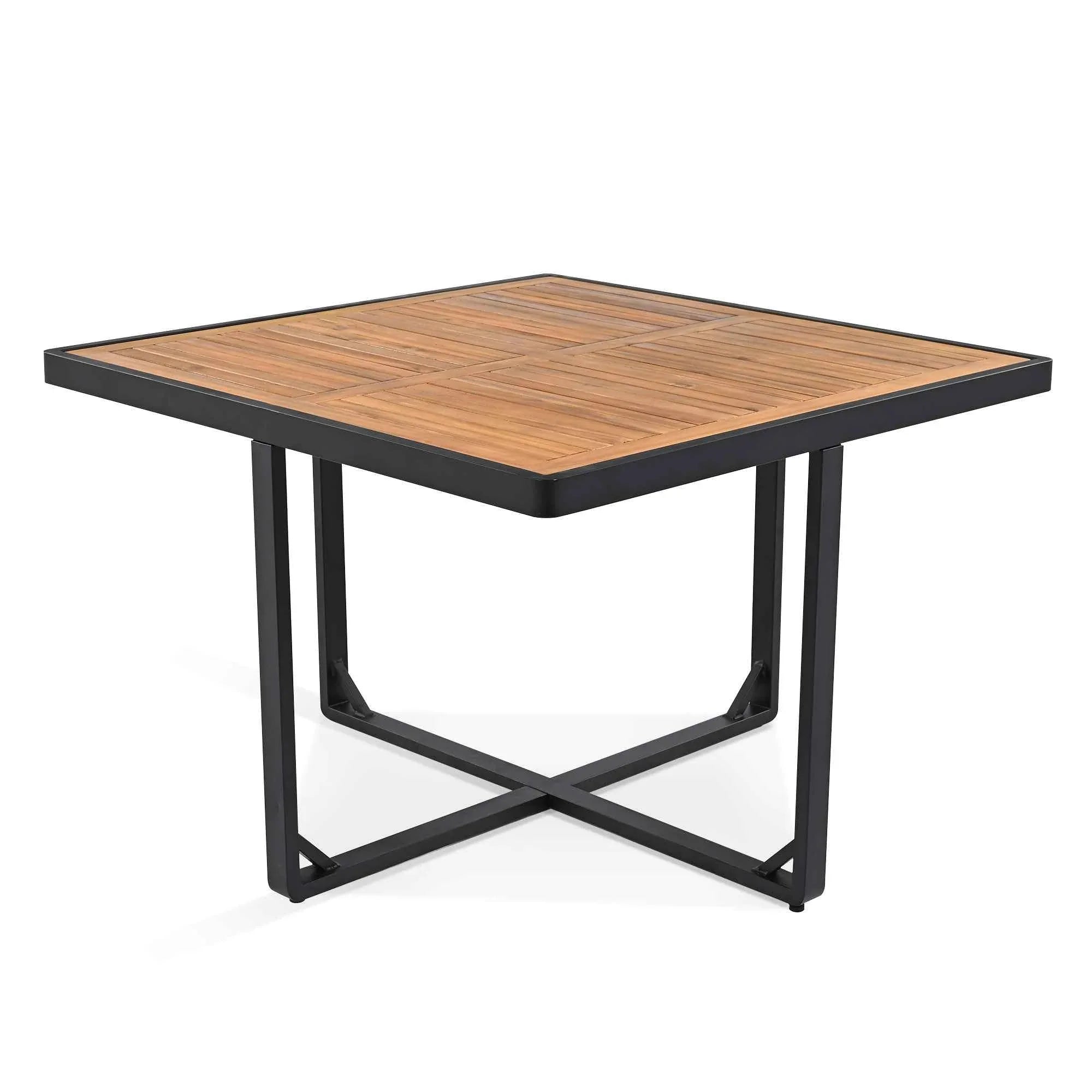 9-Pieces Acacia Wood Patio Dining Set, Space Saving Outdoor Patio Set,