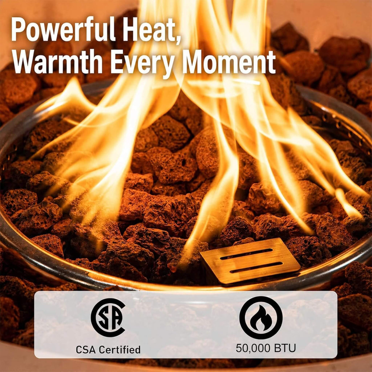 59-Inch 50K BTU Propane Fire Pit Table With Extendable Top
