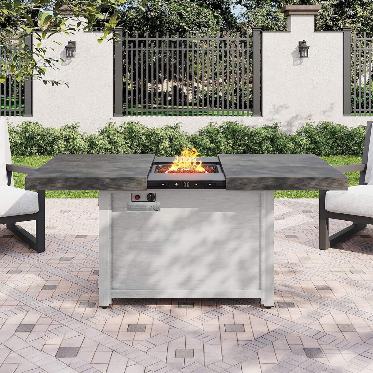 59-Inch 50K BTU Propane Fire Pit Table With Extendable Top