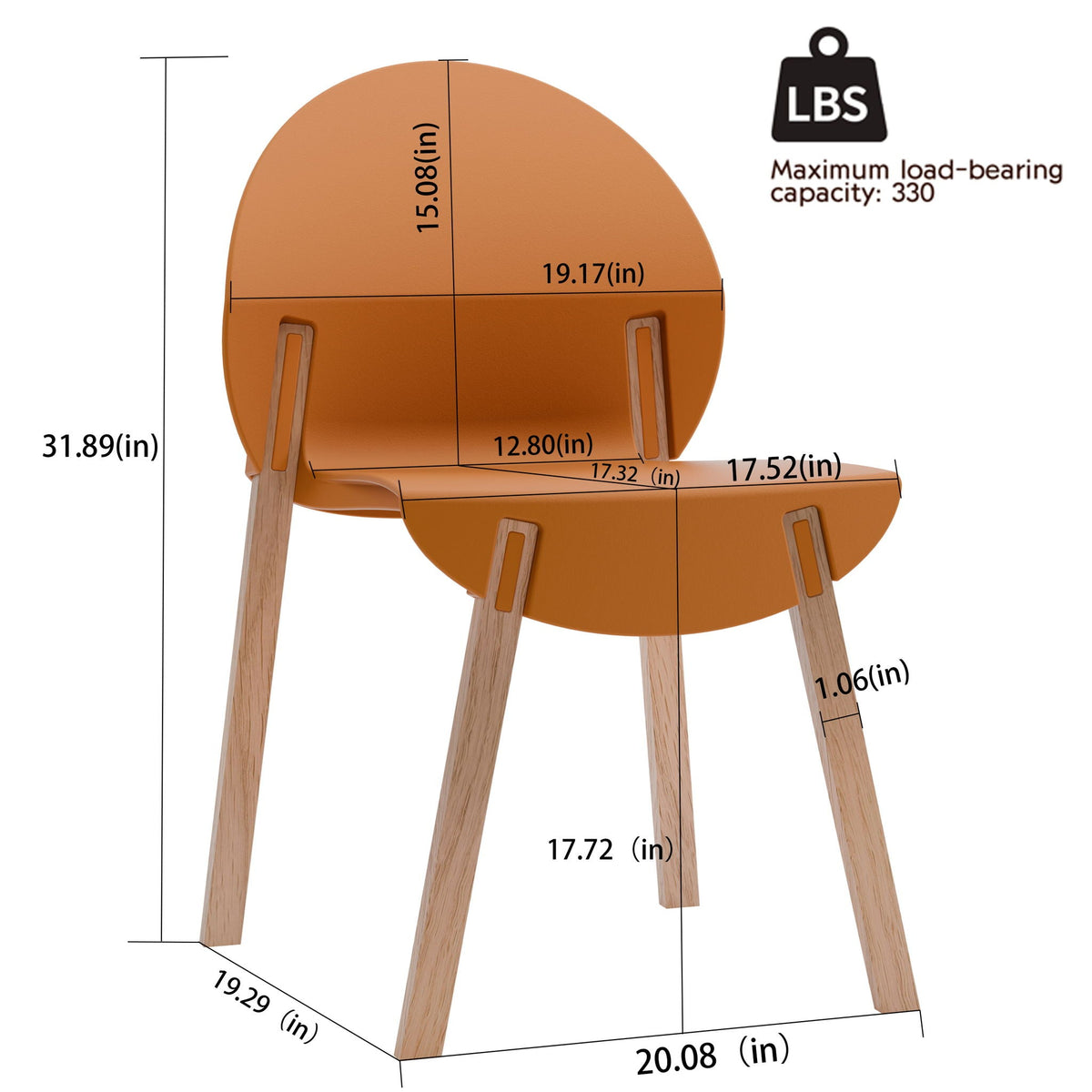 4 Piece Outdoor Chair Set with Waterproof Polypropylene Seats and Oak Legs - Blue, Orange, Red