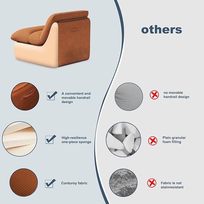 Misolant Bean Bag Chairs,Big Corduroy Fabric Sofa Bean Bag Chair for Adults and Teens with High-Resilience Sponge, Non-Slip Base Floor Lounge Sofa for Home, Living Room, Bedroom, Gaming Brown