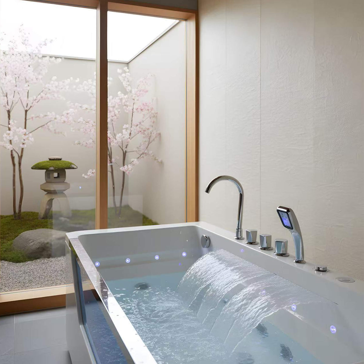 Veloria 67-Inch 7-Jets Hydrotherapy Whirlpool Bathtub With Glass Panel