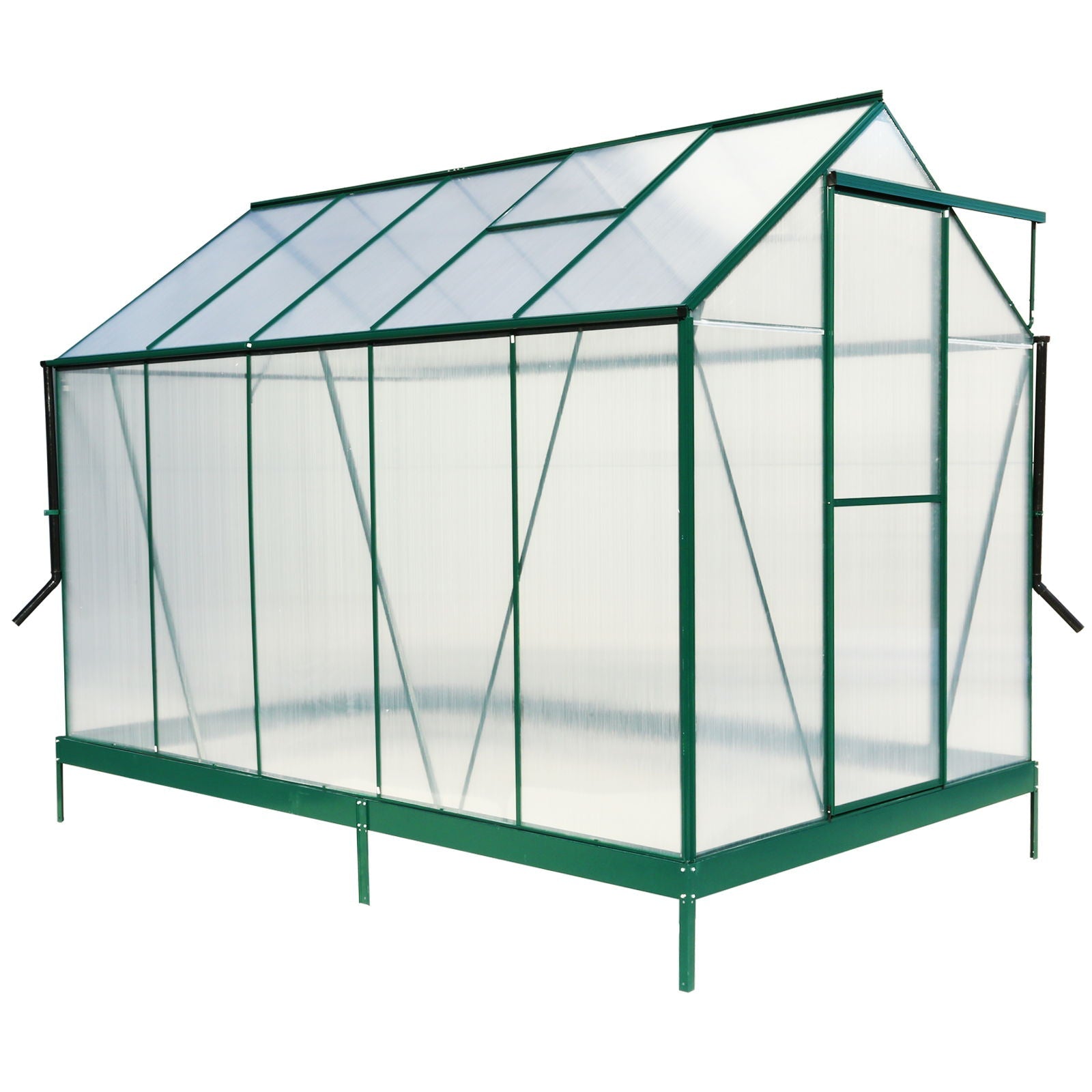 Polycarbonate house, Heavy Duty Outdoor Aluminum Walk-In House Kit With Rain Gutter, Vent And Door For Backyard Garden
