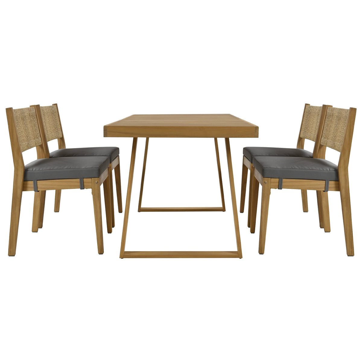 U_Style Multi-Person Outdoor Acacia Wood Dining Table and Chair Set