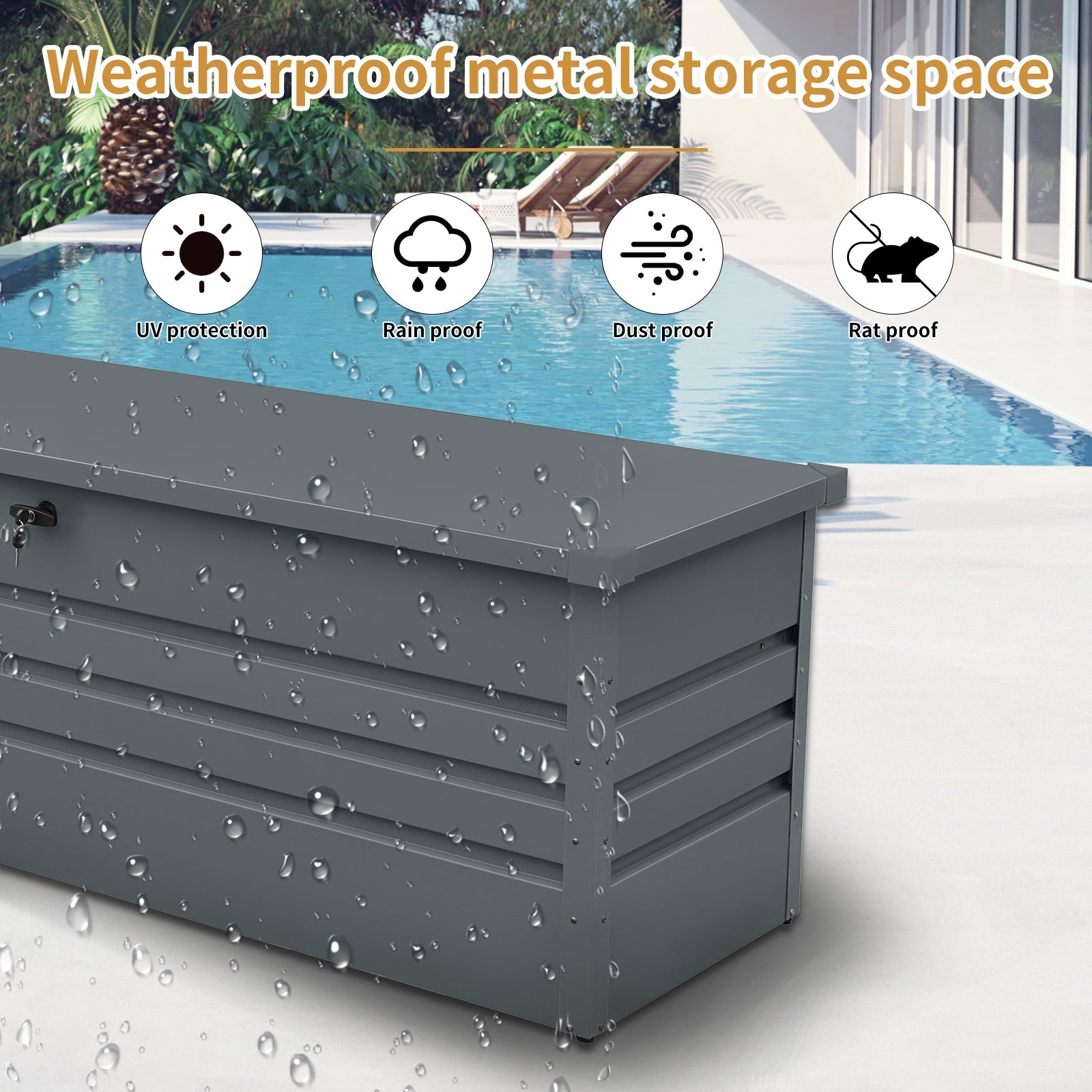 260 Gallon Metal Outdoor Deck Box