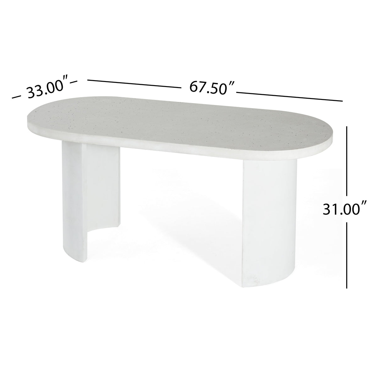 Ellis Oval 67.5" Modern Outdoor Concrete Dining Table with Terrazzo Top