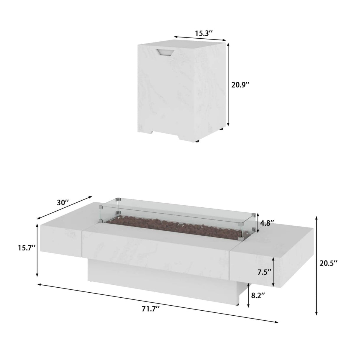 71-Inch Outdoor 60K BTU Fire Pit Table With Wind Guard
