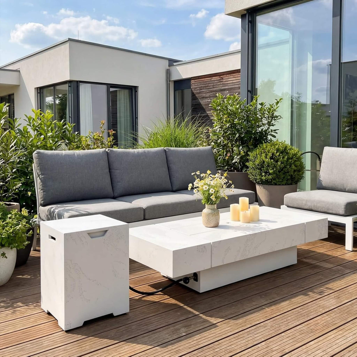 71-Inch Outdoor 60K BTU Fire Pit Table With Wind Guard