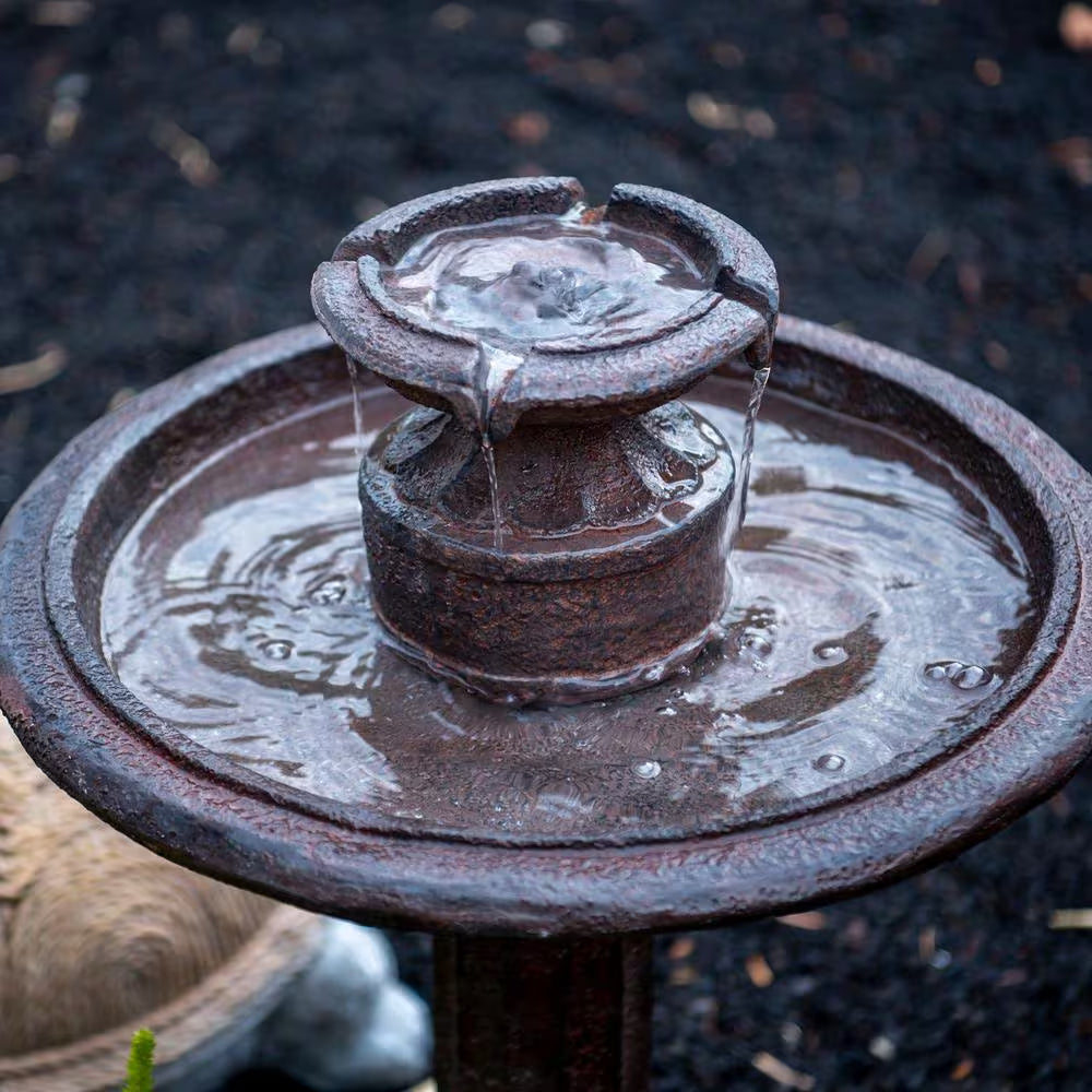 28 In. H Tiered Freestanding Classic Bird Bath Outdoor Water Fountain W/Auto Shut-Off Pump, Brown