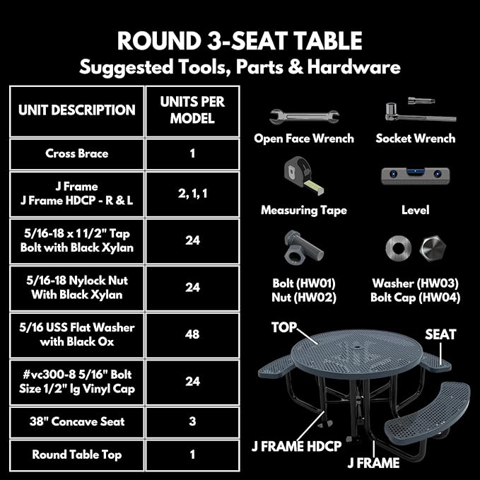 Coated Outdoor Furniture Heavy-Duty Portable ADA-Compliant Outdoor Picnic Table with Umbrella Hole, Expanded Metal Patio Dining Furniture Made in America (46" Round Top, Burgundy)