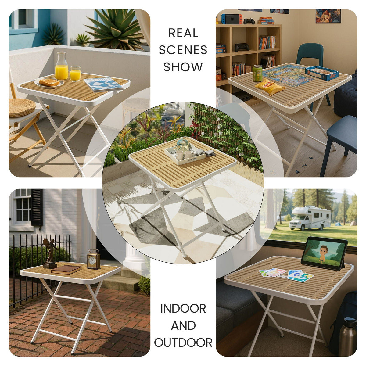 Modern 4 Piece Outdoor Set with Folding Table - Green or Orange