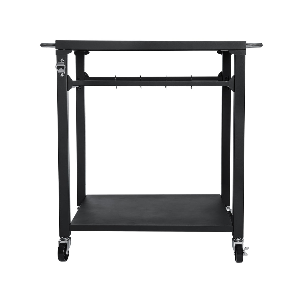2-Tier Outdoor Grill Cart with Stainless Steel Top - Black