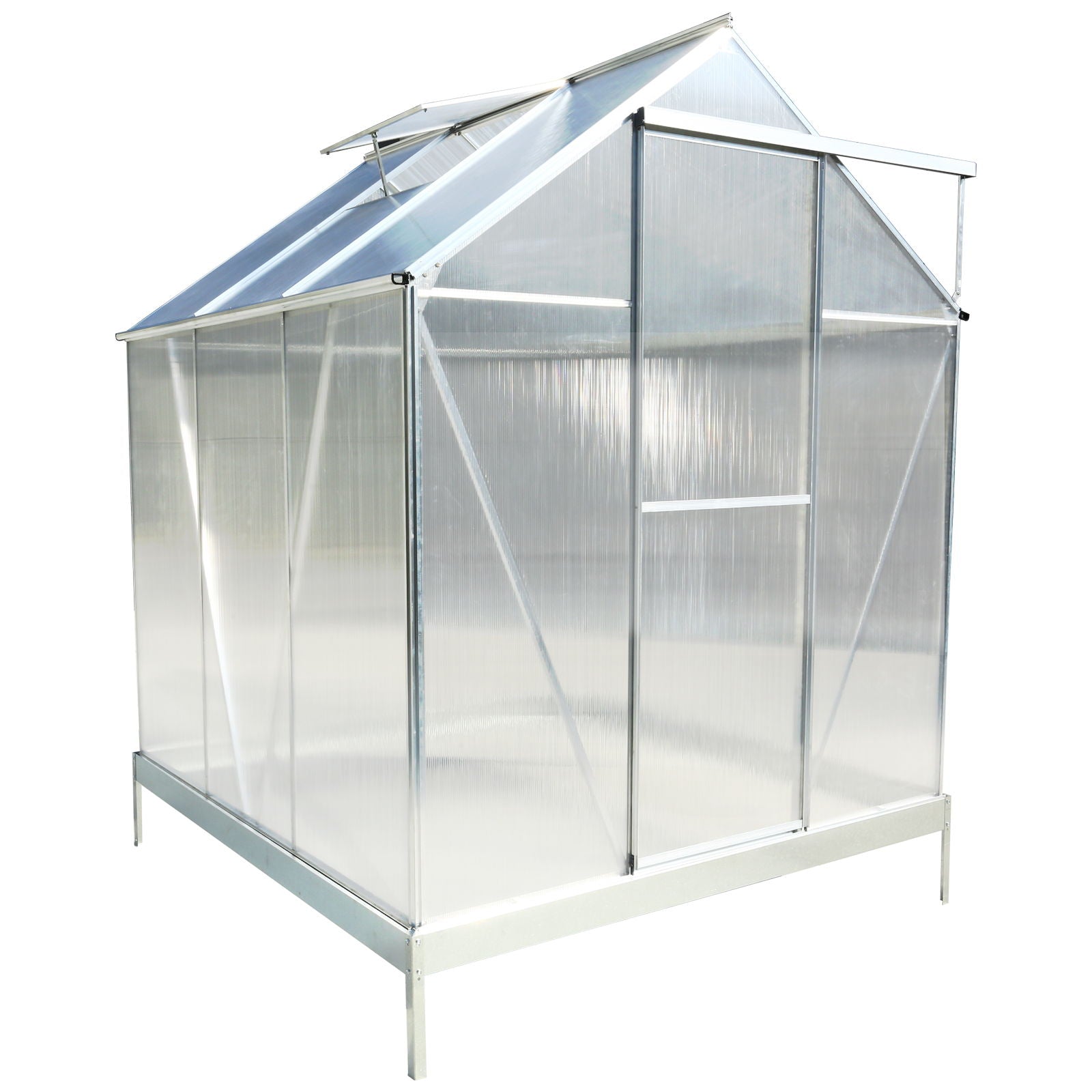 Polycarbonate house, Heavy Duty Outdoor Aluminum Walk-In House Kit With Rain Gutter, Vent And Door For Backyard Garden