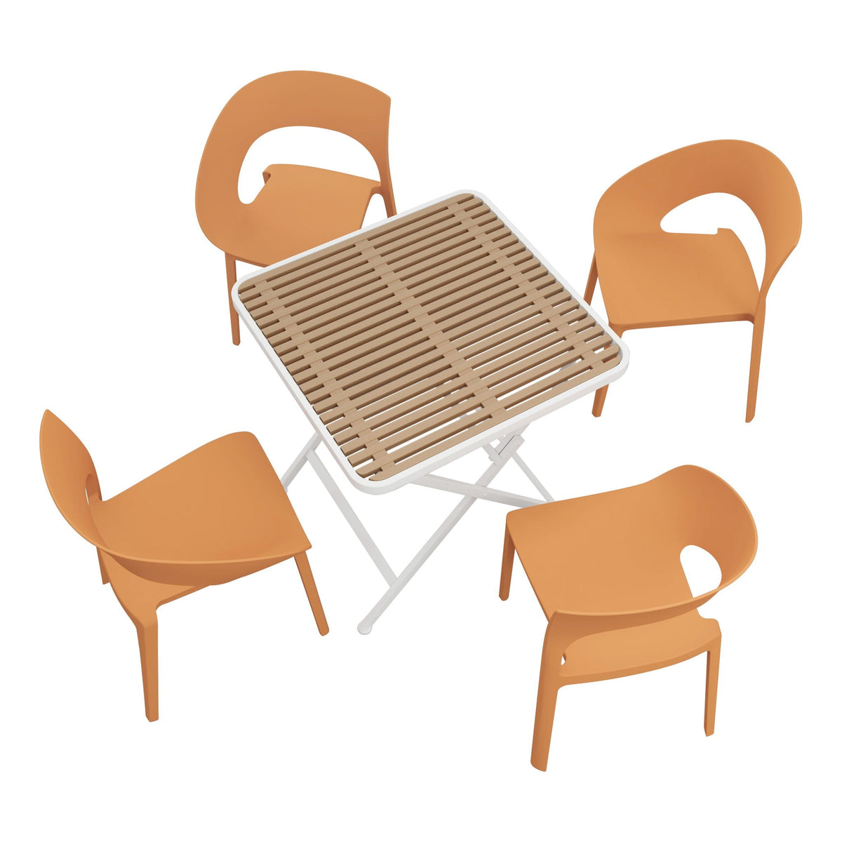 Modern 4 Piece Outdoor Set with Folding Table - Green or Orange