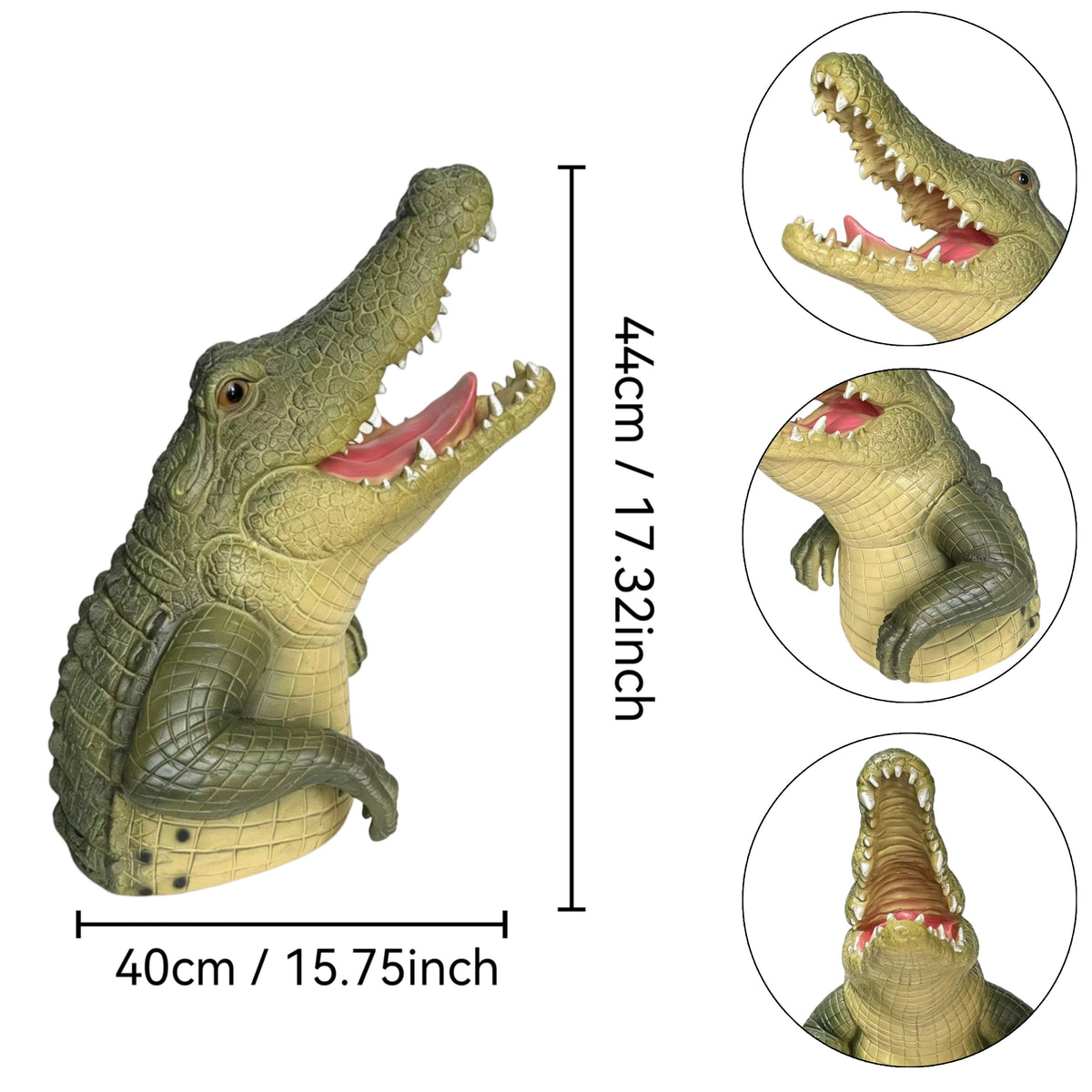 Crocodile Head Statue Animal Figurine with Realistic Details - Outdoor Decor