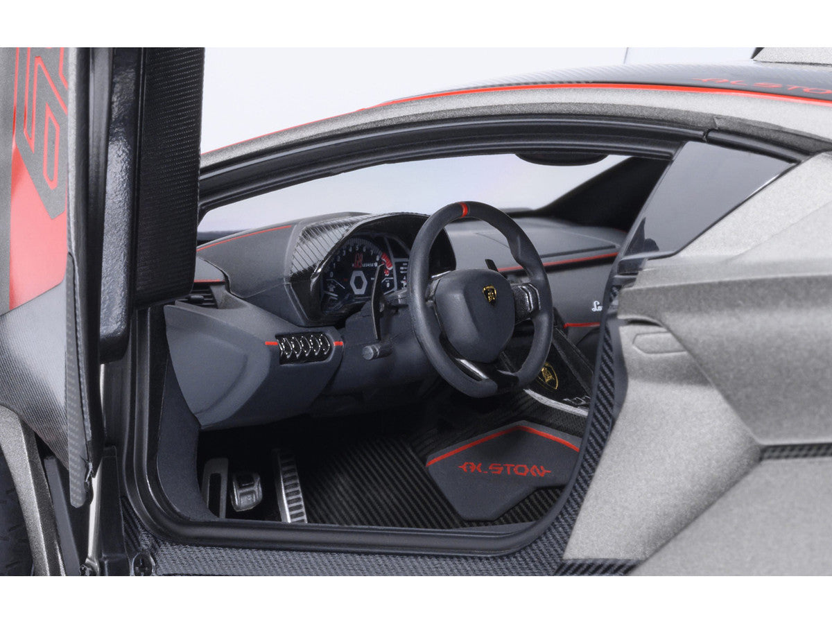 Lamborghini SC18 Alston Grigio Daytona Gray Metallic with Red Accents 1/18 Model Car by Autoart