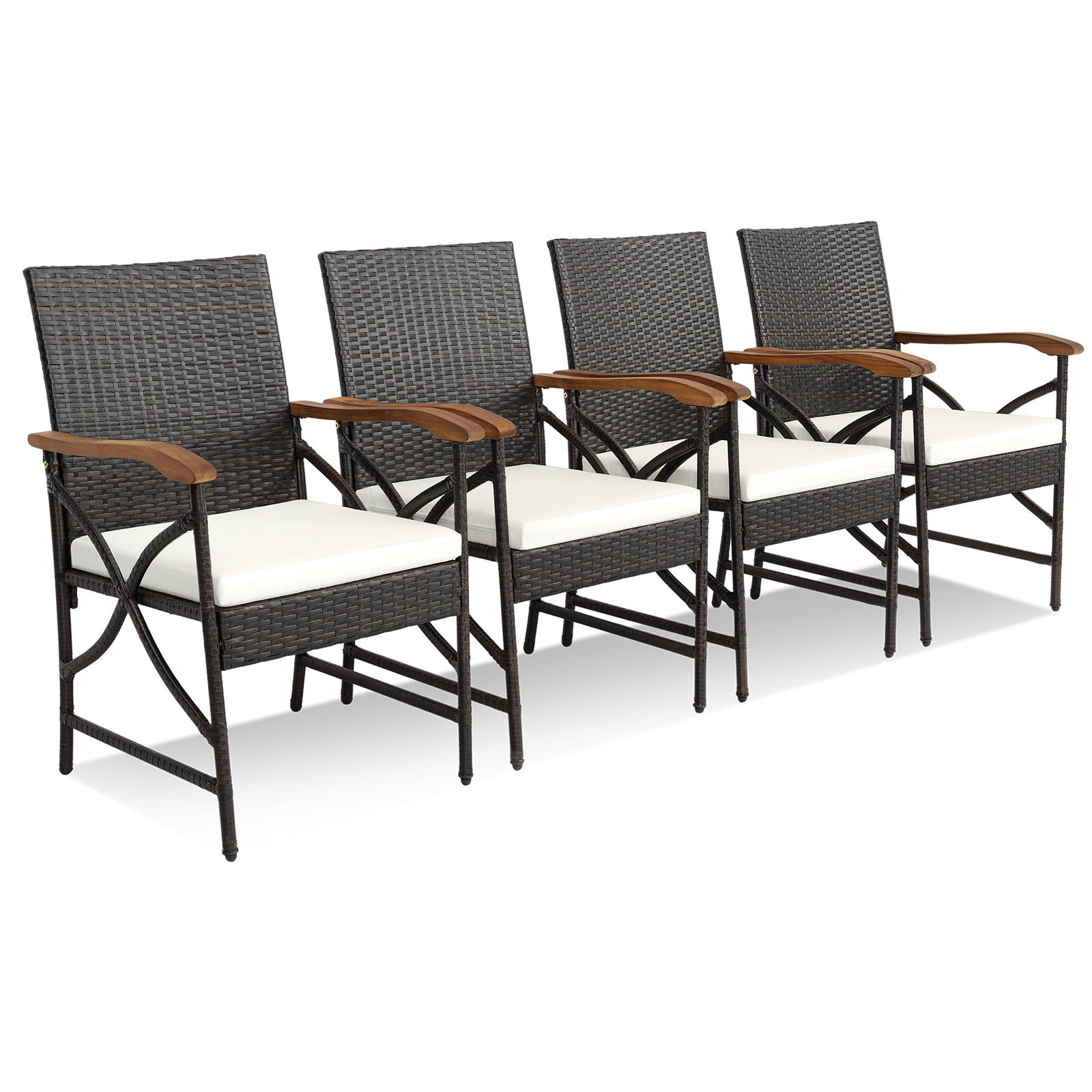 5/7-Piece Outdoor Dining Set with Acacia Wood Table-6 Pieces +