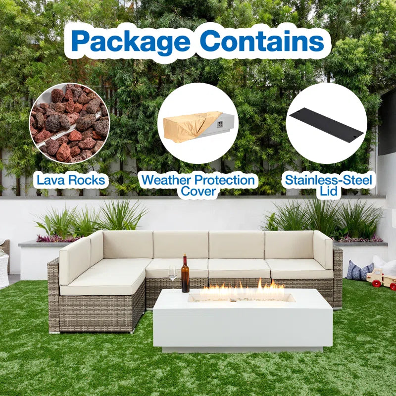 Clyne 15.5'' H X 56'' W MGO Concrete Propane Outdoor Fire Pit Table (Tank and Tank Cover Not Included)
