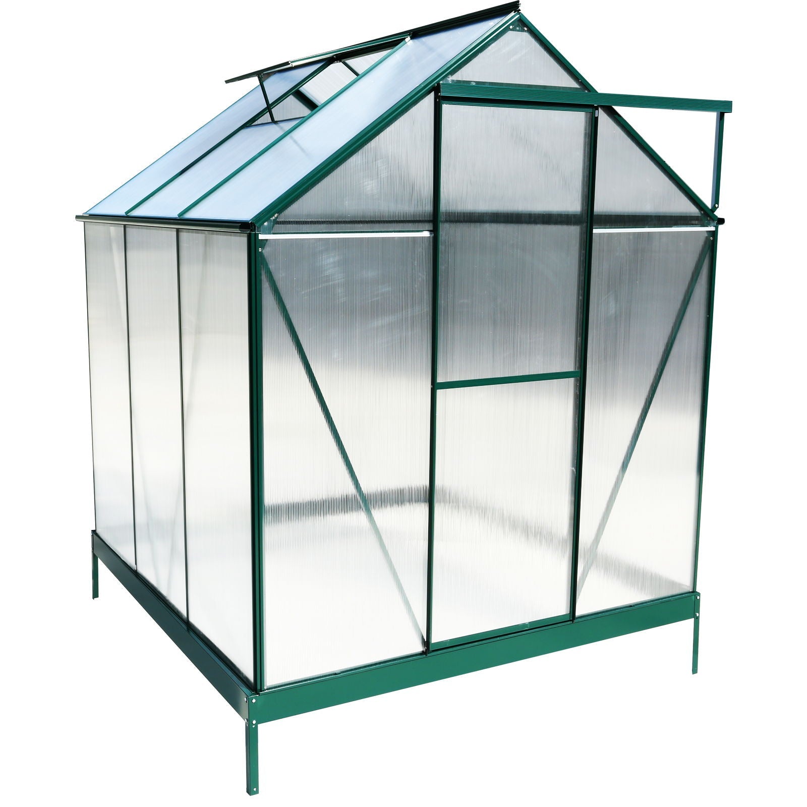 Polycarbonate house, Heavy Duty Outdoor Aluminum Walk-In House Kit With Rain Gutter, Vent And Door For Backyard Garden