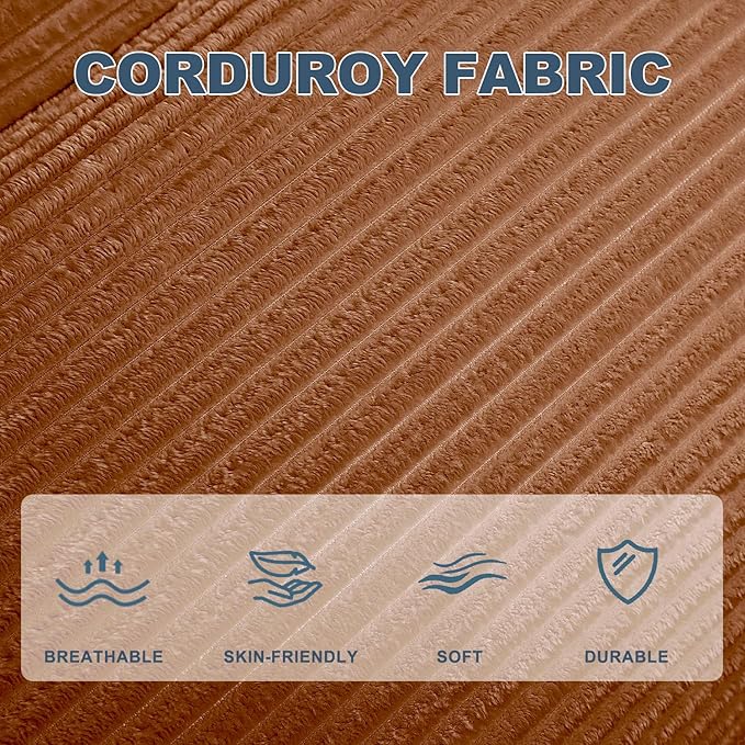 Misolant Bean Bag Chairs,Big Corduroy Fabric Sofa Bean Bag Chair for Adults and Teens with High-Resilience Sponge, Non-Slip Base Floor Lounge Sofa for Home, Living Room, Bedroom, Gaming Brown
