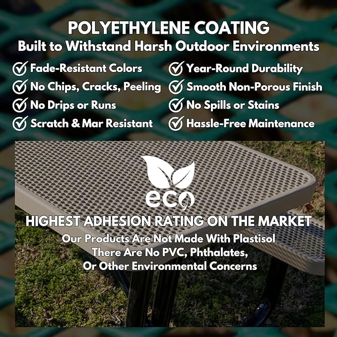 Coated Outdoor Furniture Heavy-Duty Portable Outdoor Kids Table with Umbrella Hole, Punched Steel Kids Picnic Table, Commercial-Grade, Made in America (46 In, Round, Childrens, Gray)