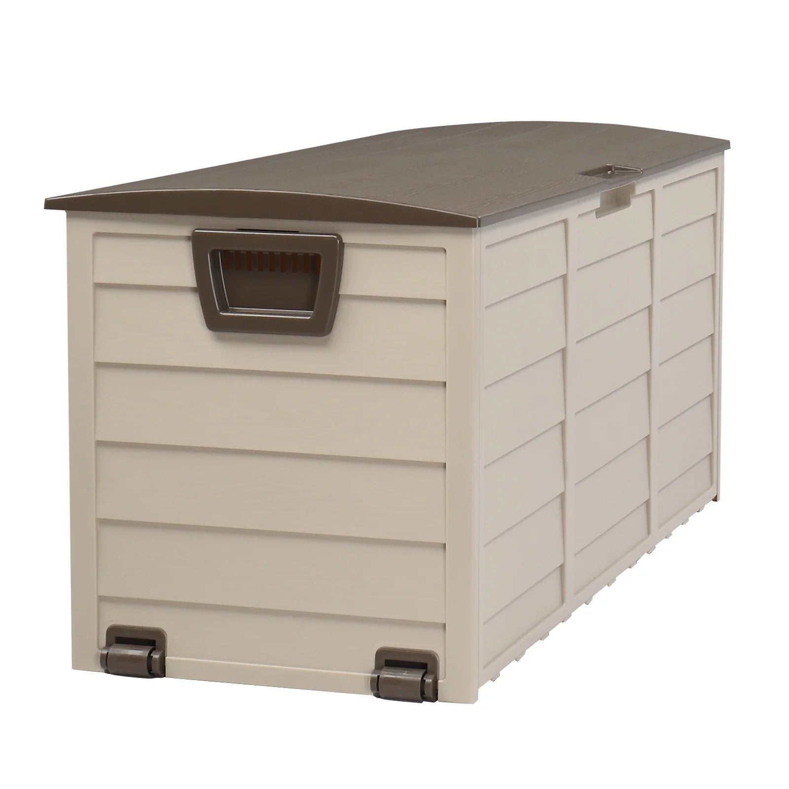 75 Gallon Weather Storage Box on Wheel, Deck Bin Garden Bench for Outdoor Patio Seat - Brown