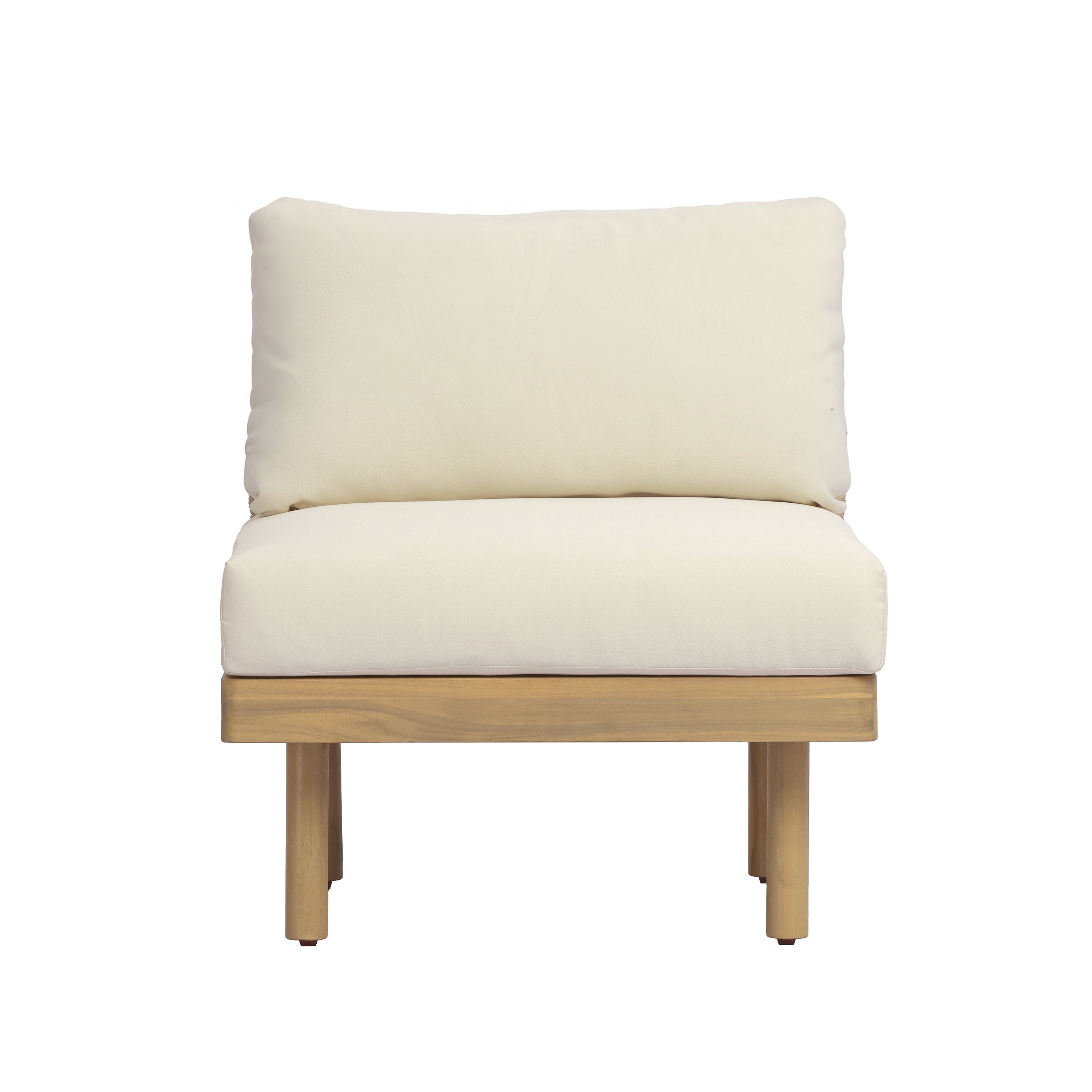 6-Piece Acacia Wood L-Shaped Modular Outdoor Sofa Set with Rope Back & Weather-Resistant Cushions