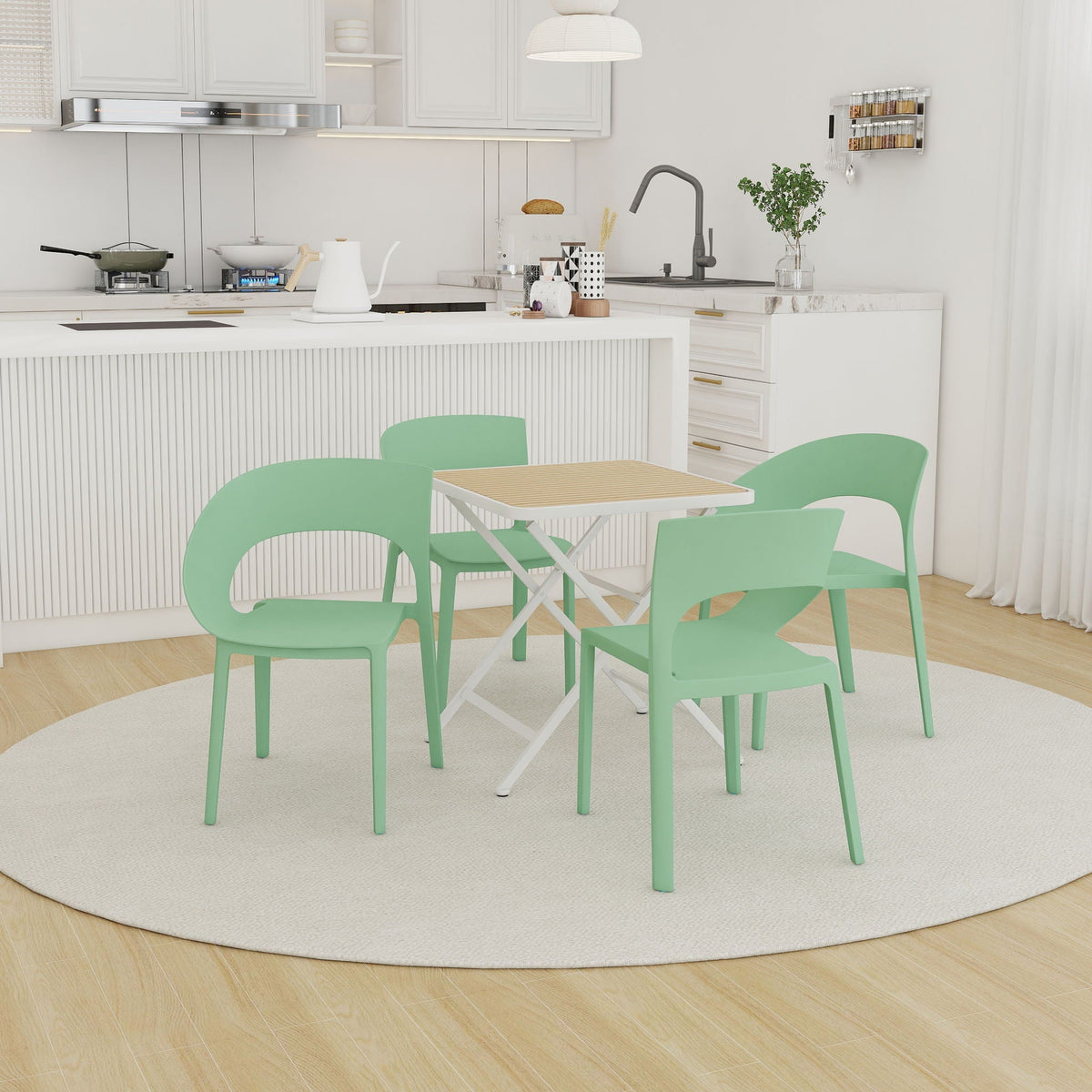 Modern 4 Piece Outdoor Set with Folding Table - Green or Orange