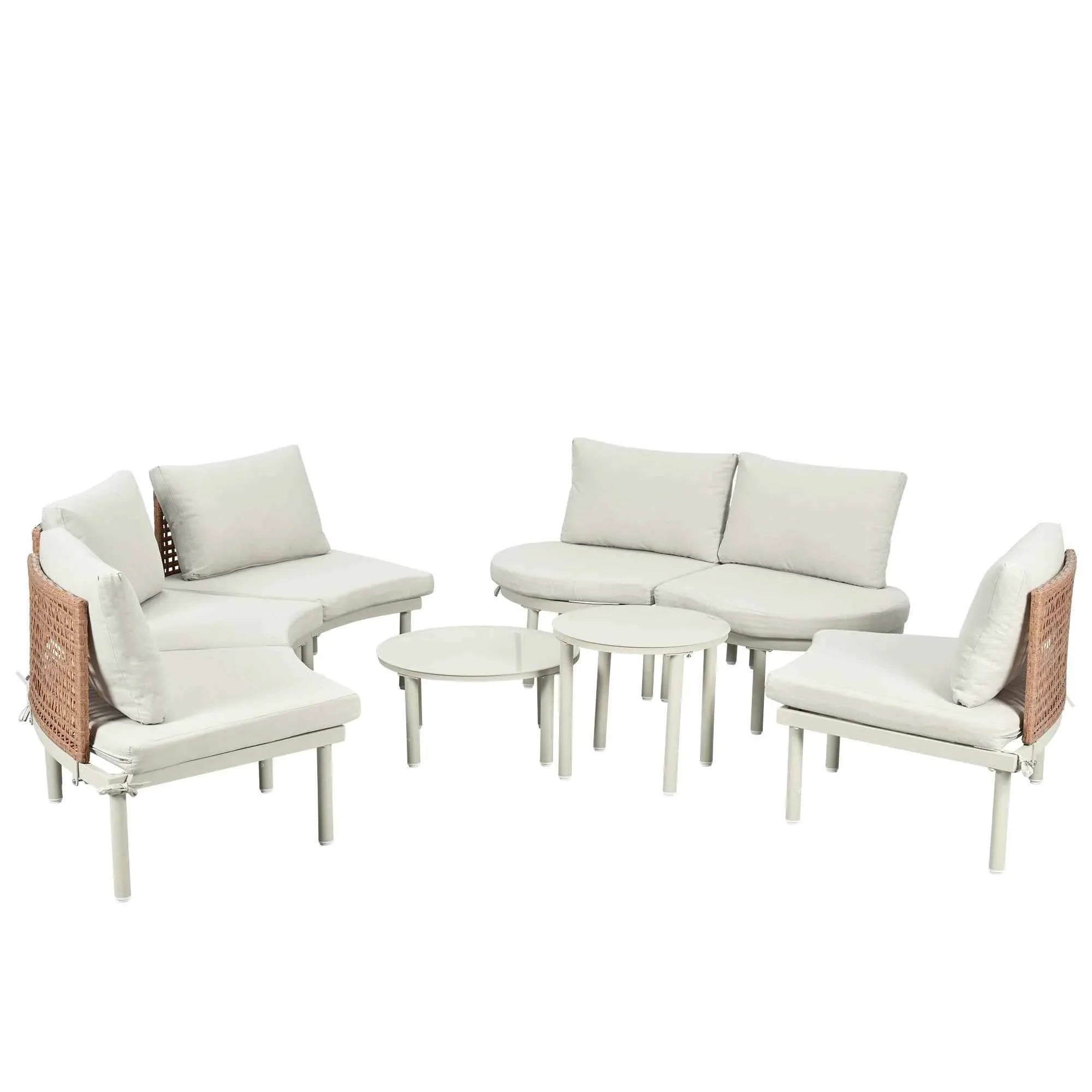 8-Piece Patio Sofa Furniture Set, Half Moon Outdoor Sectional Sofa