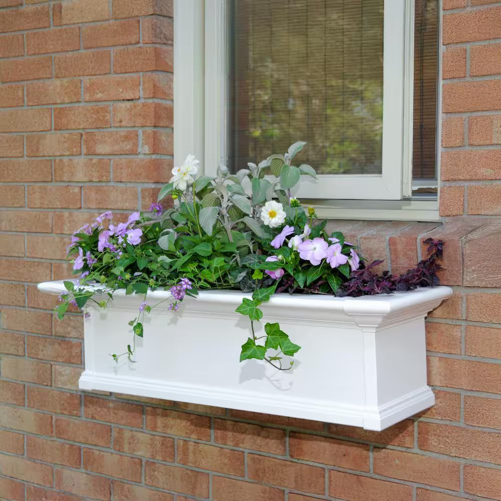 Yorkshire 36 In. X 12 In. Self Watering White Vinyl Window Box