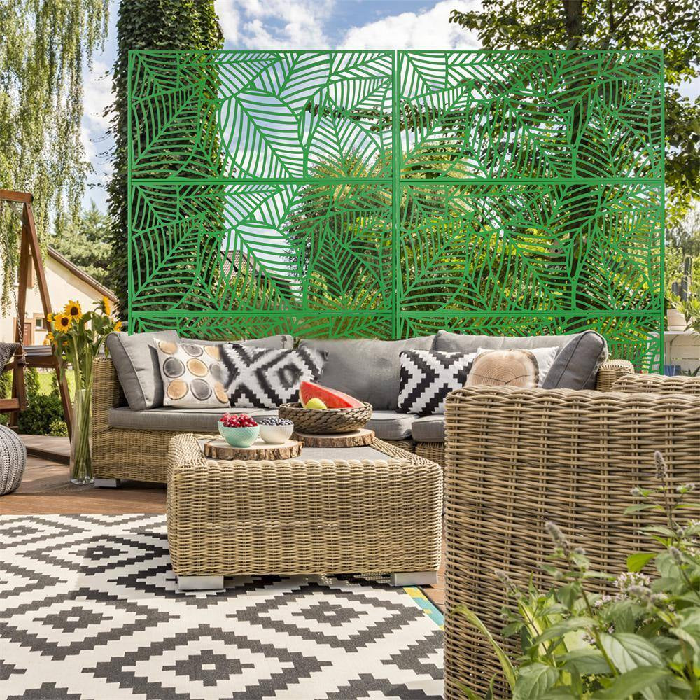6.3 Ft. X 4 Ft. Green Outdoor Steel Decorative Privacy Screen, Indoor Metal Privacy Fence Panel