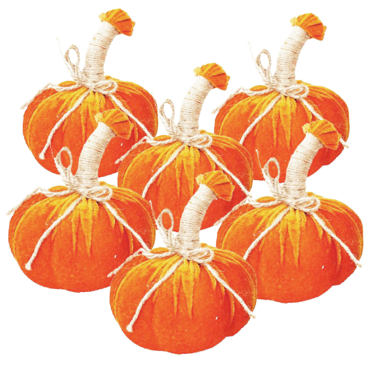 Handcrafted Farmhouse Harvest Pumpkins Set of 6 - Fabric Accent Poufs