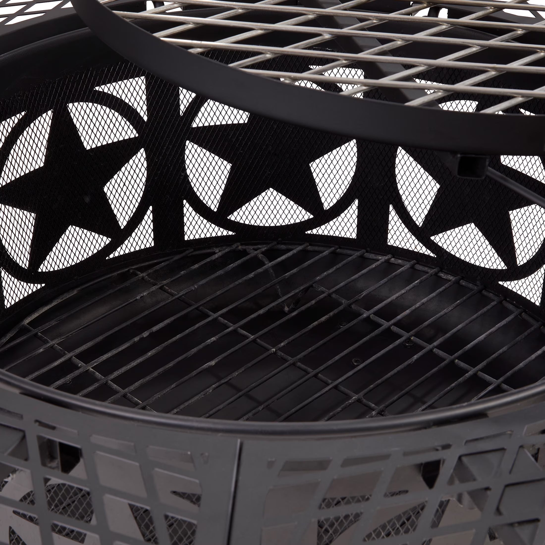 40-Inch Wood Burning Ranch Fire Pit with Removable Stainless Steel Cooking Grate and Convenient Lid