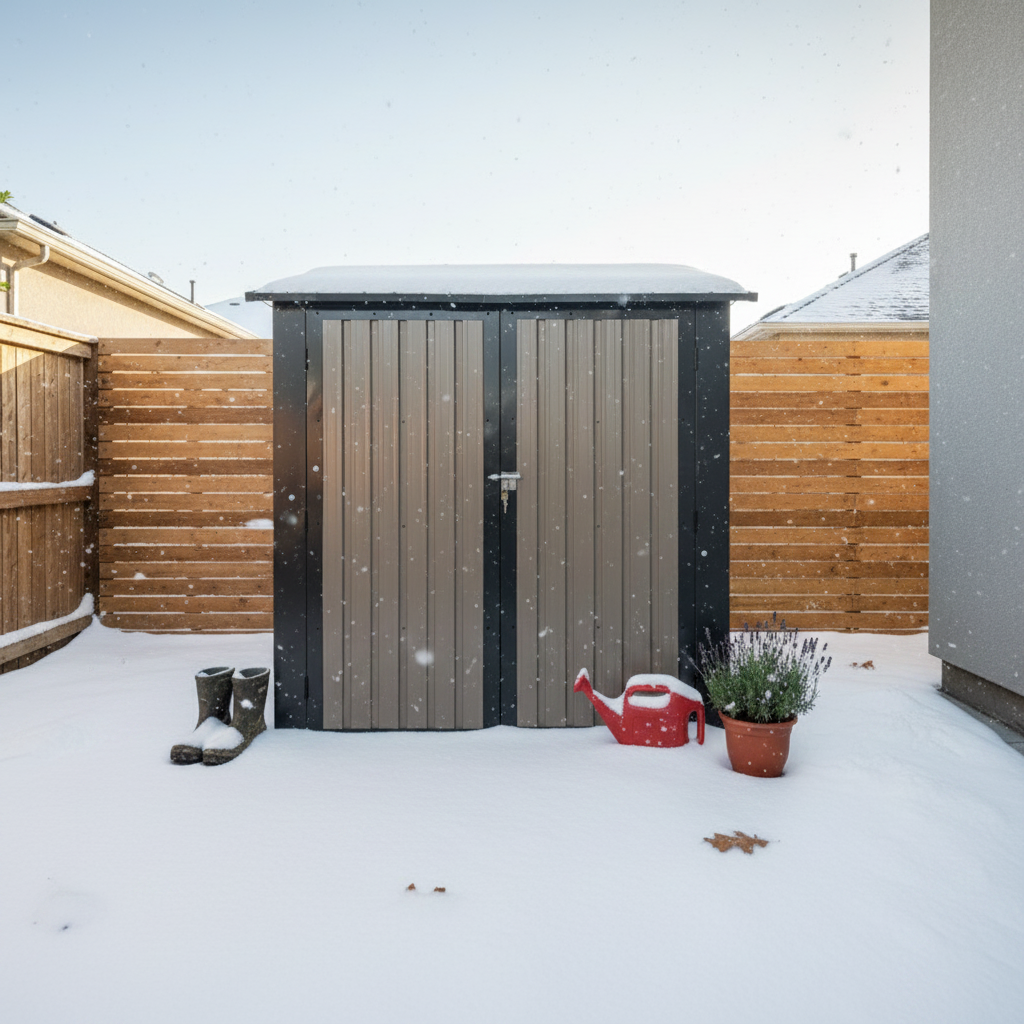 6x9 FT Outdoor Metal Storage Shed with Window & Flower Rack