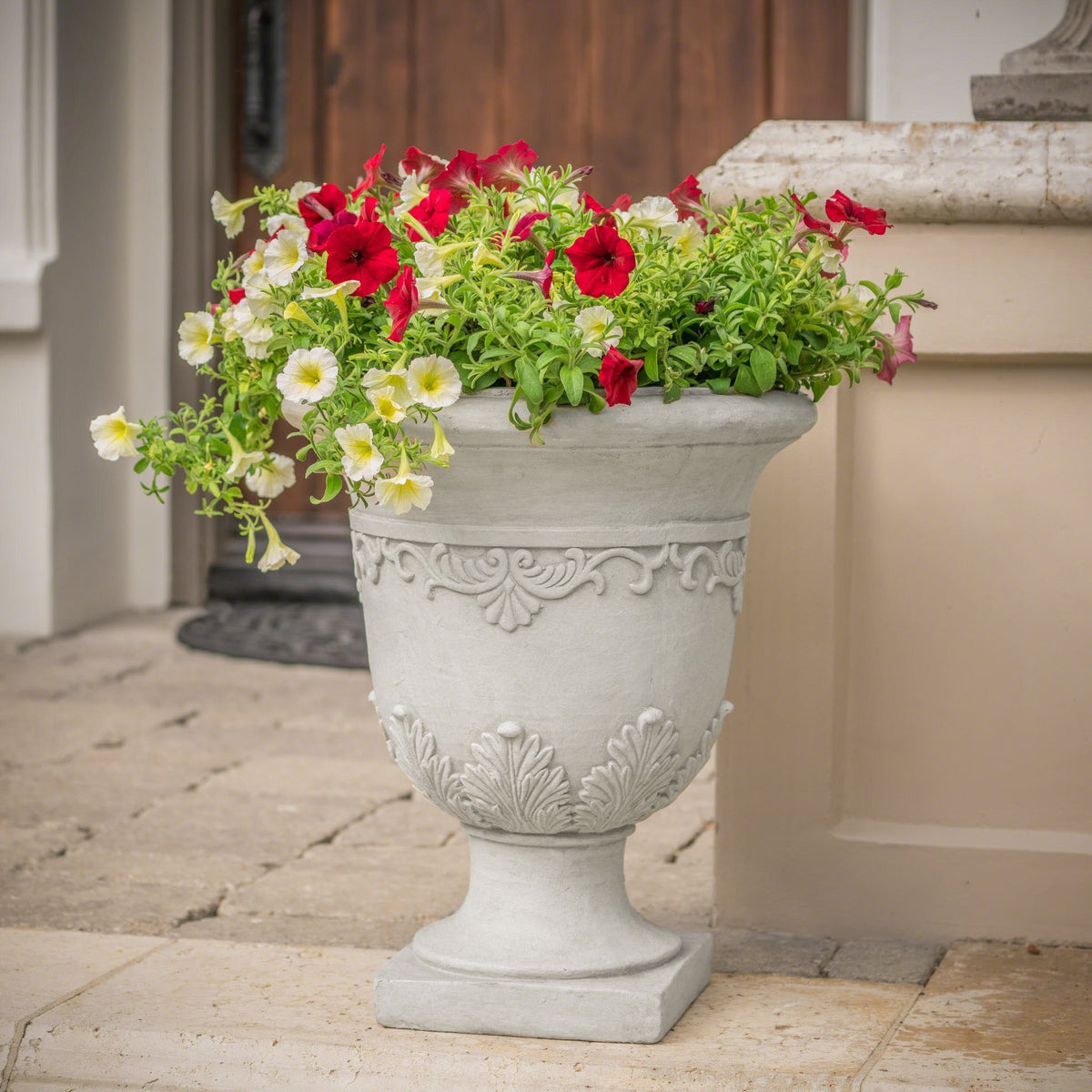 Moroccan Urn Planter with Durable Magnesium Oxide - Antique White