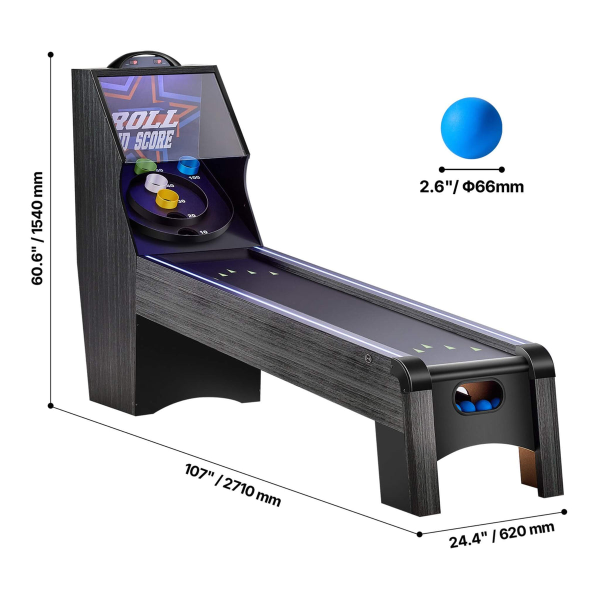 9FT Roll And Score Game Table With Automatic Ball Return