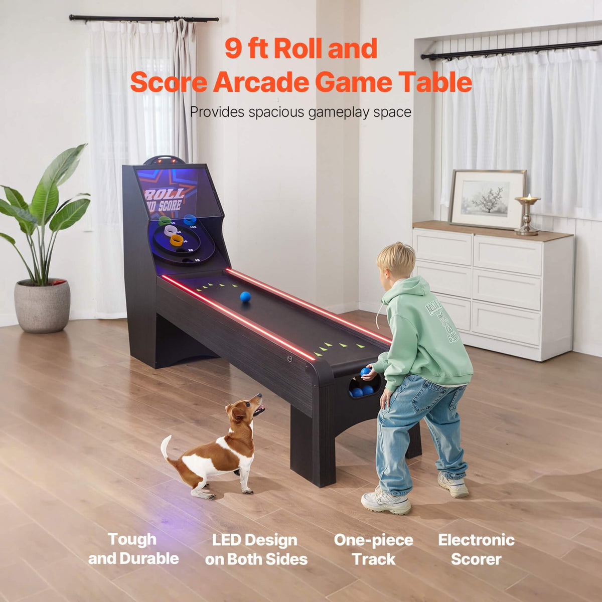 9FT Roll And Score Game Table With Automatic Ball Return