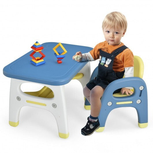 Kids Activity Table and Chair Set with Montessori Toys for Preschool and Kindergarten-Gray