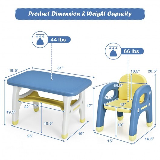 Kids Activity Table and Chair Set with Montessori Toys for Preschool and Kindergarten-Gray