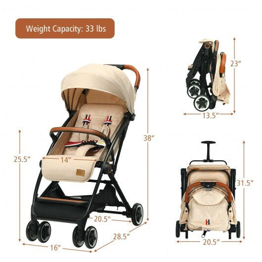 Lightweight Aluminium Frame Baby Stroller with Net-Beige