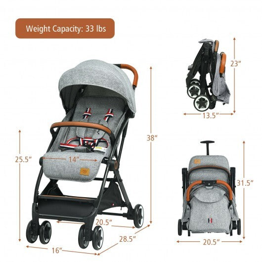 Lightweight Aluminium Frame Baby Stroller with Net-Beige