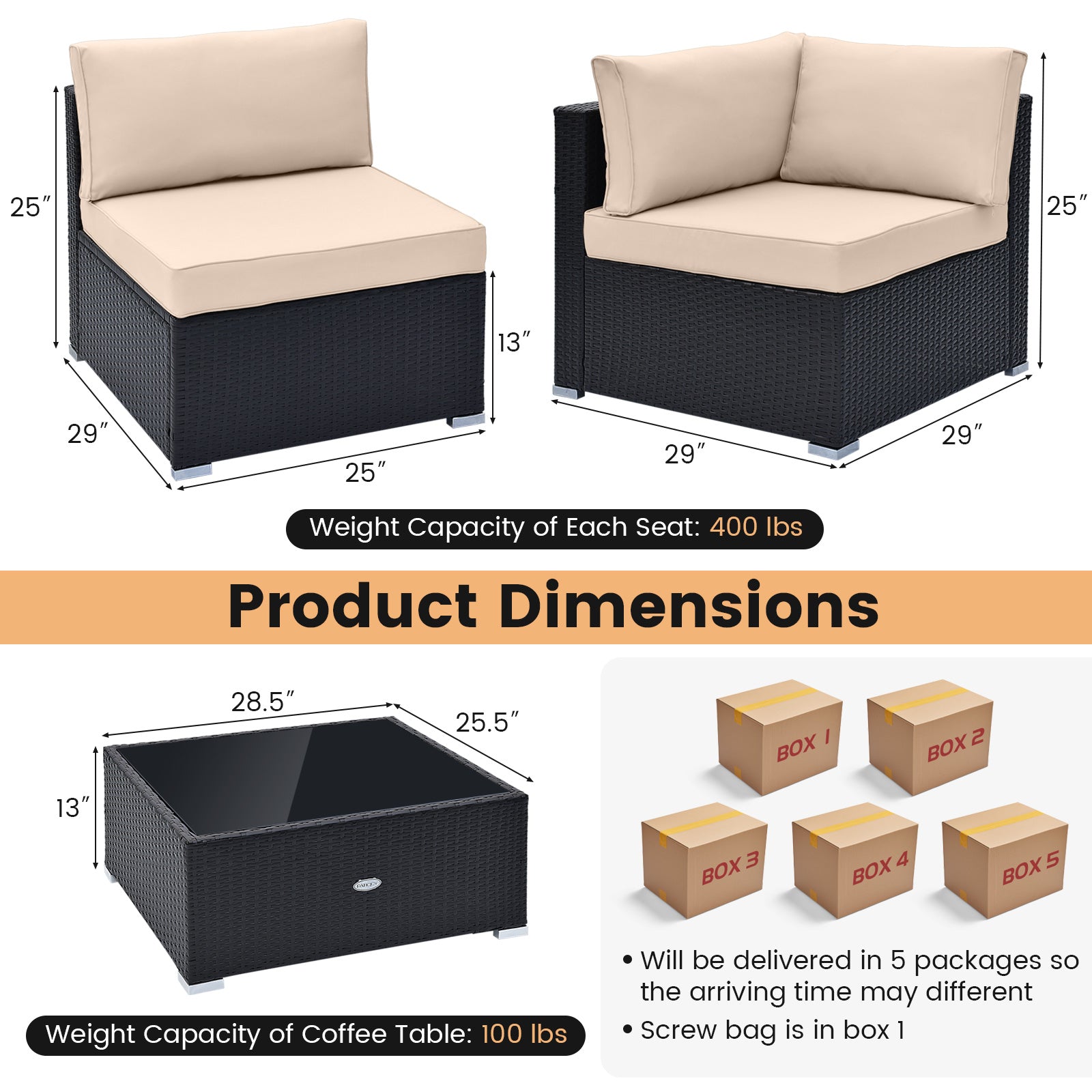 10 Piece Outdoor Wicker Conversation Set with Seat and Back Cushions