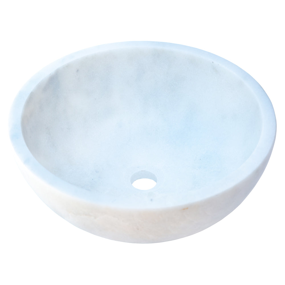 Carrara White Natural Stone Marble Vessel Sink (D)16" (H)6"