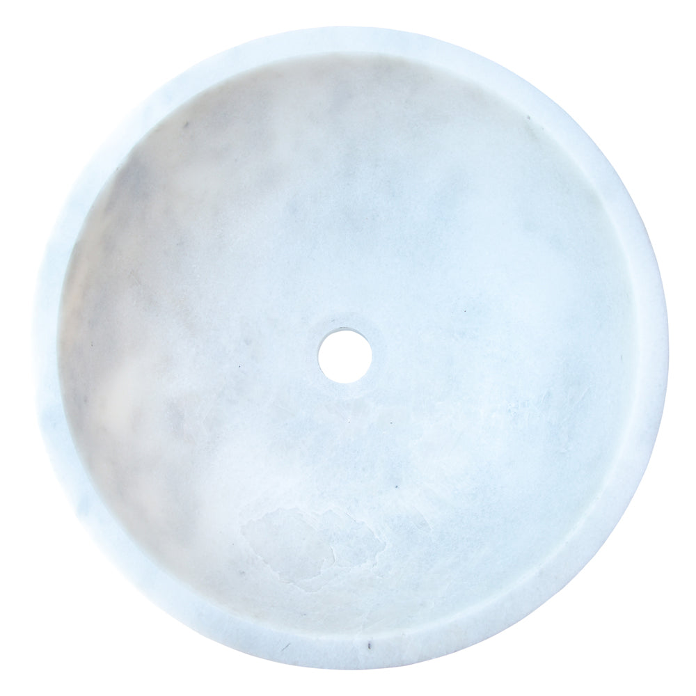 Carrara White Natural Stone Marble Vessel Sink (D)16" (H)6"