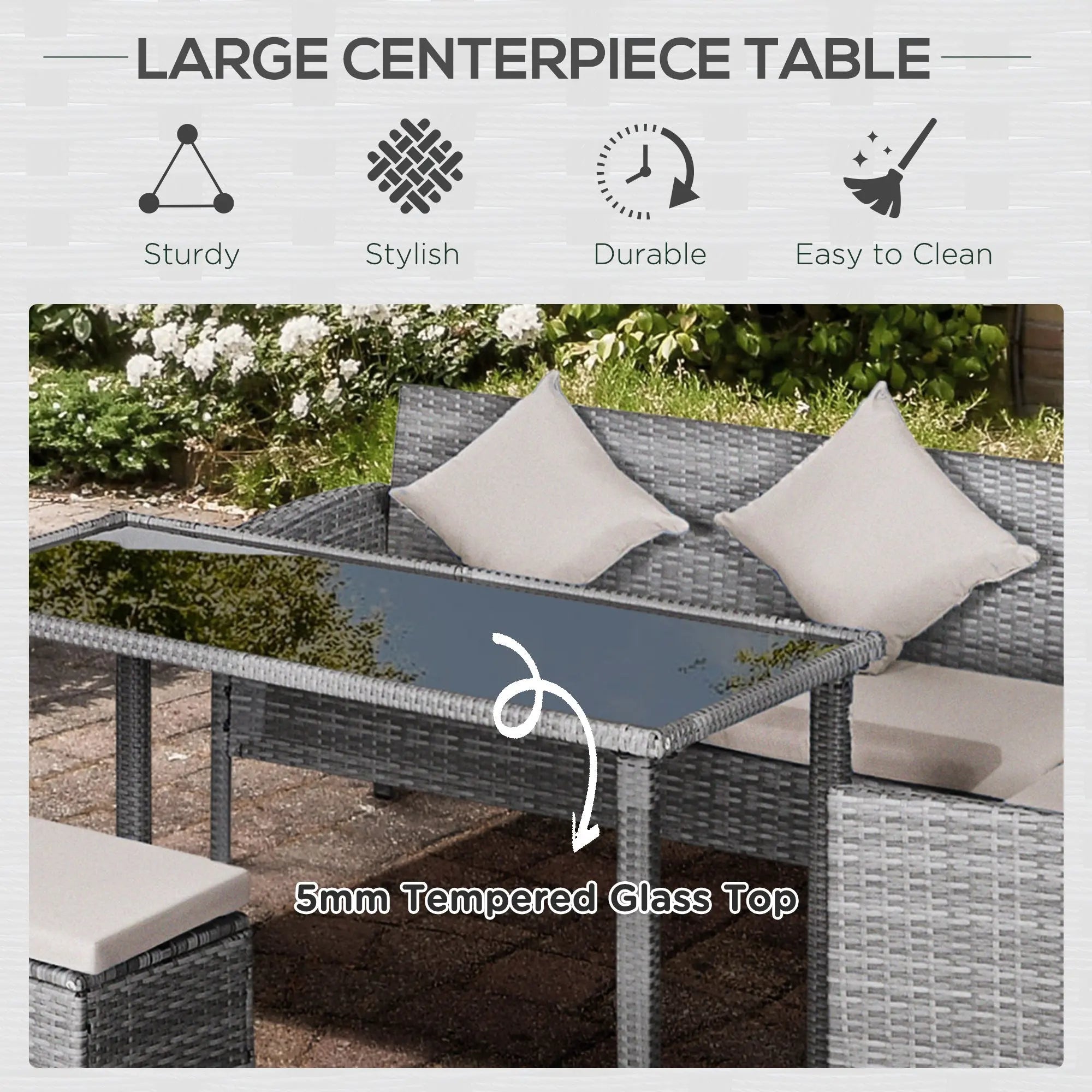 5 Piece Rattan Outdoor Patio Couch Set