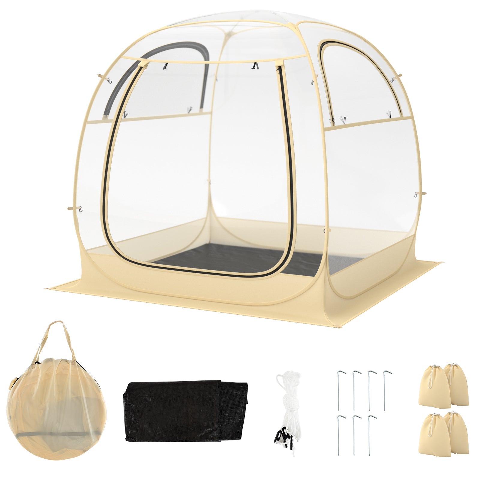 Instant Pop up Sports Tent with Carrying Bag and Floor Mat for 1-2/5-6 People-M